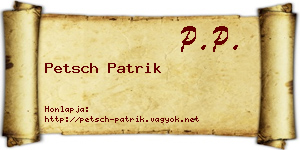 Petsch Patrik névjegykártya